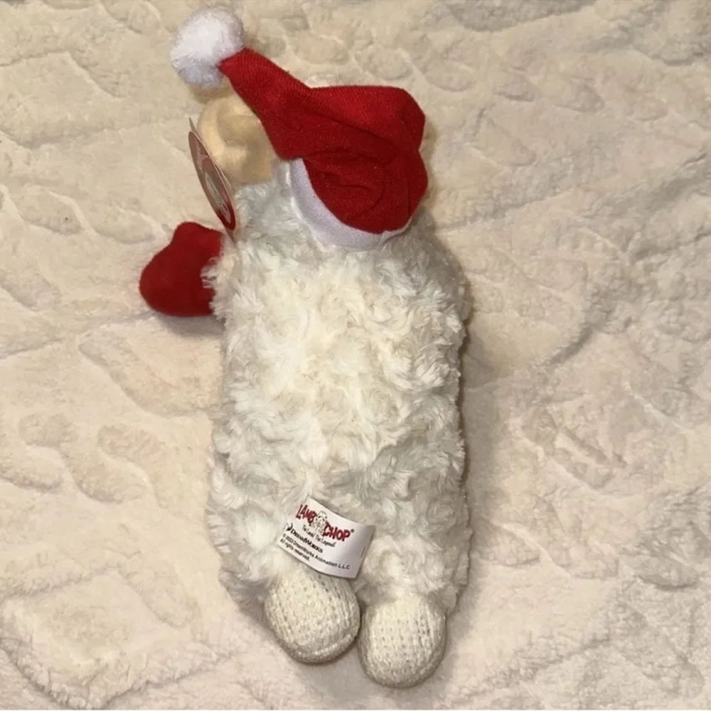 DreamW White Red Christmas Hat Holiday Plush Sweater Lamb Chop Squeaky Toy